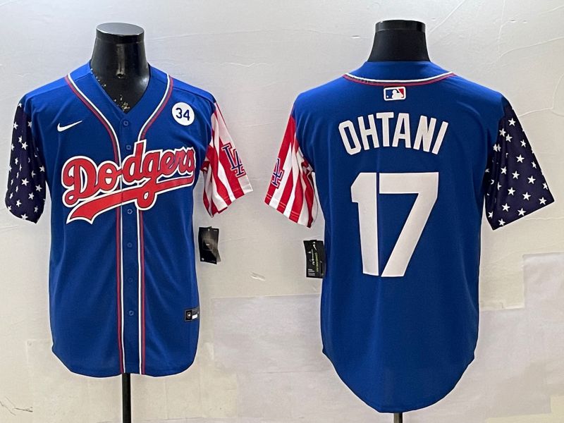 Men Los Angeles Dodgers 17 Ohtani Blue a generation of national flags Joint name 2025 Nike MLB Jersey style 6